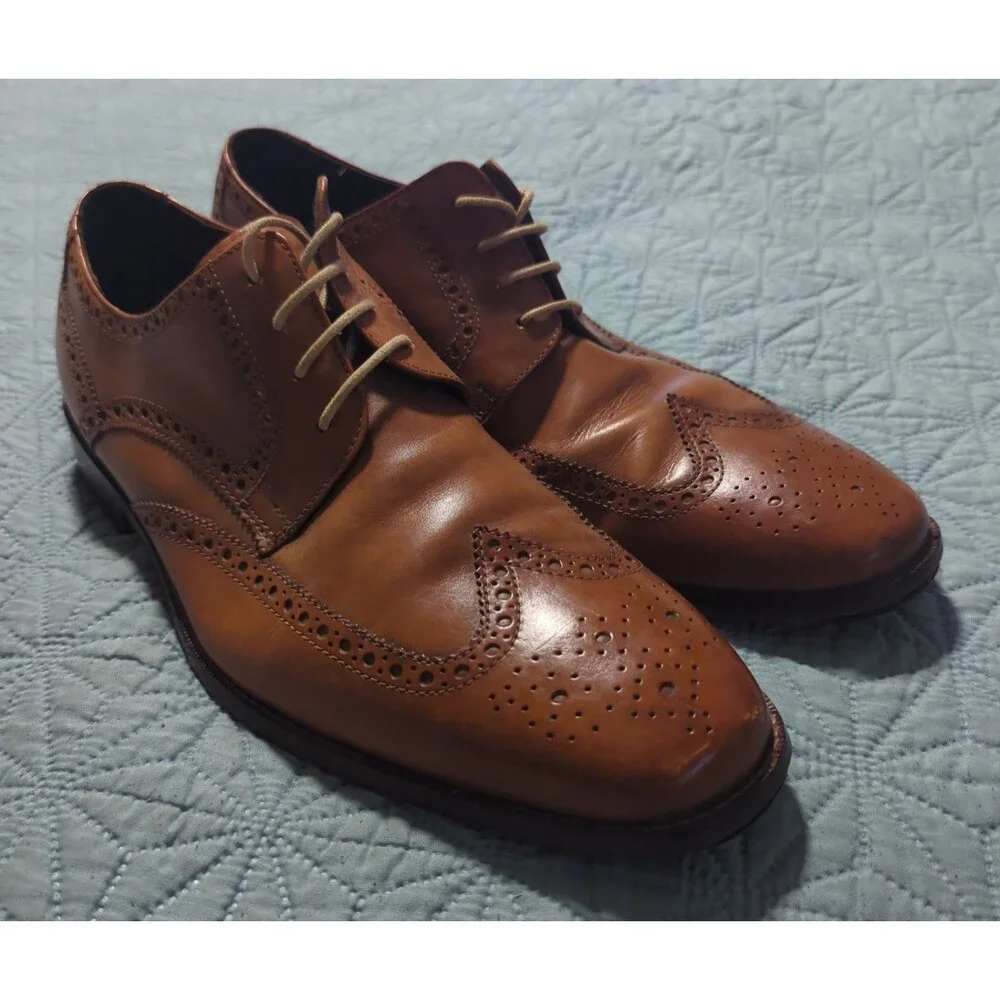 Cole Haan Air Giraldo Wingtip Oxfords Mens 11 British Tan Leather Brogue Classic